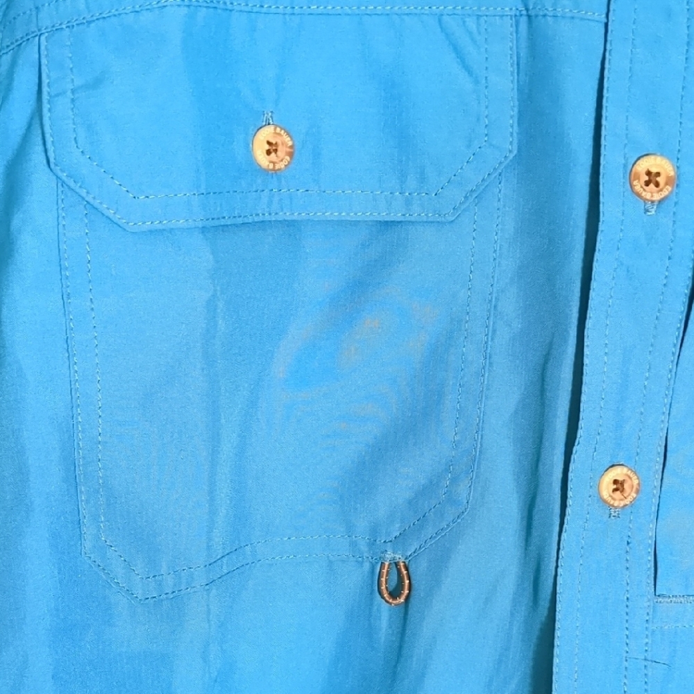 Eddie Bauer‎ Short Sleeve Vented Safari Hunting Fishing Shirt Blue Danube - Picture 3 of 7
